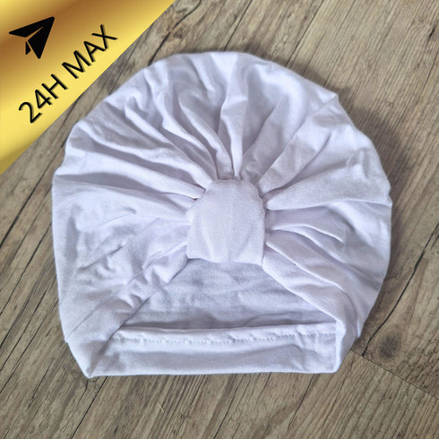 Turban 0.3 mois Simple en Jersey de coton Blanc Oeko-Tex - En Stock - Expédiés sous 24H