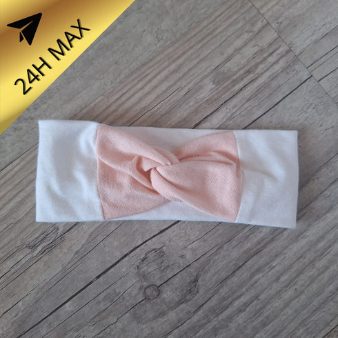 Bandeau 0.3 mois Twist Jersey de coton Crème/rose - En Stock - Expédiés sous 24H
