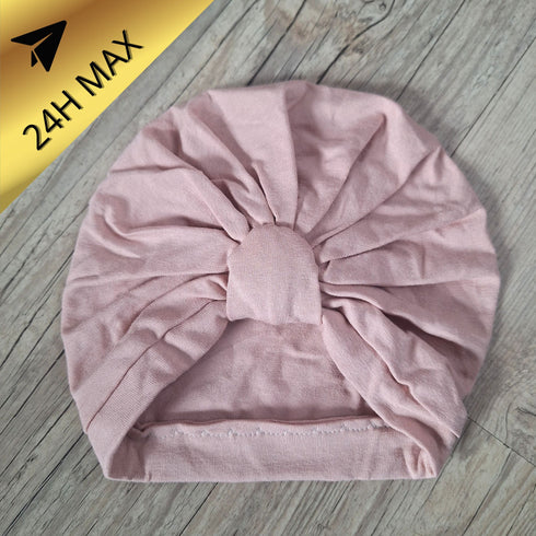 Turban 0.3 mois Simple en Jersey de coton Rose poudré Oeko-Tex - En Stock - Expédiés sous 24H