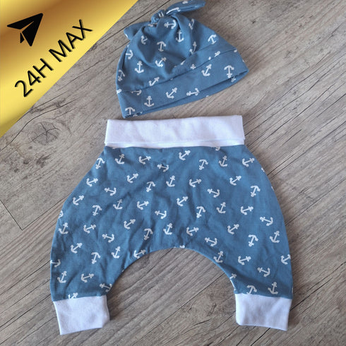 Ensemble 0.3 mois jersey de coton Ancre- En Stock - Expédiés sous 24H