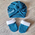 Ensemble: Turban avec prénom brodé noeud, buns ou simple +chaussons Initiale brodé assortis + moufles. Tissu sweat fourré