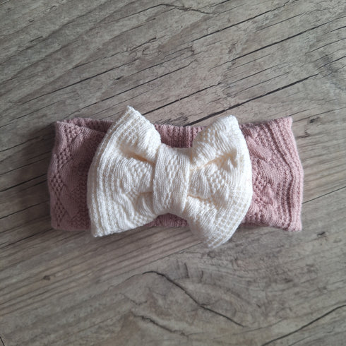 Bandeau nœud en tissu maille de coton façon tricot jacquard 9 couleurs