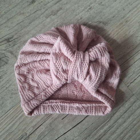 Turban nœud buns ou simple en tissu maille de coton façon tricot jacquard 9 couleurs