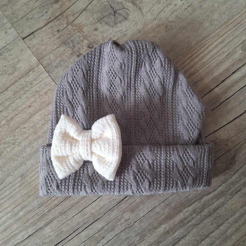 Bonnet noeud en tissu maille de coton façon tricot jacquard 9 couleurs