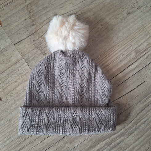 Bonnet pompon en tissu maille de coton façon tricot jacquard 9 couleurs