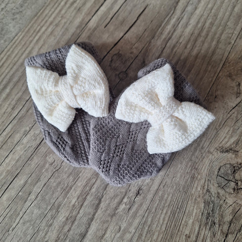 Moufles bébé noeud fille en tissu maille de coton façon tricot jacquard 10 couleurs