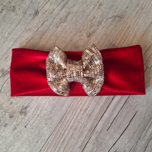 EDITION LIMITÉE Bandeau rouge, or, argent nœud, buns ou simple en velour ou à sequin extensible 5 couleurs