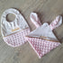 Lot Bébé – Bavoir Minky Personnalisé & Doudou Lapin Assorti – Fabrication Artisanale