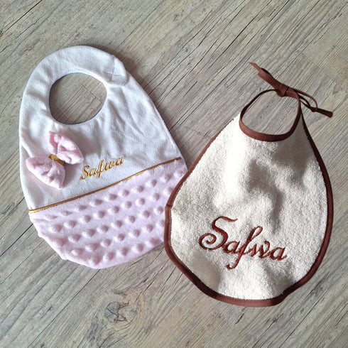 Lot Duo de Bavoirs Bébé – Minky Douceur & Éponge Absorbante – Personnalisables