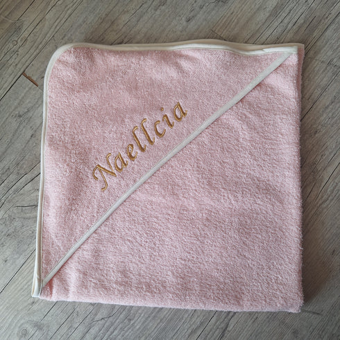 Lot Bébé Personnalisé – Sortie de Bain et Bavoir Assortis – Éponge Oeko-Tex – Couleurs au Choix