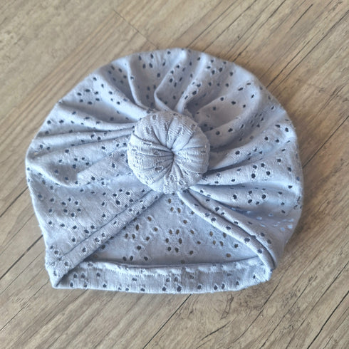 Turban Bonnet – Jersey Ajouré Broderie Anglaise – Finition au Choix – Oeko-Tex