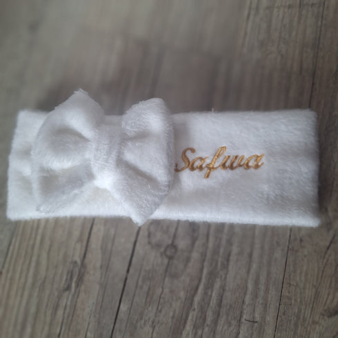 Bandeau nœud personnalisé avec prénom brodé en tissu Polaire alpine douce Oeko-Tex