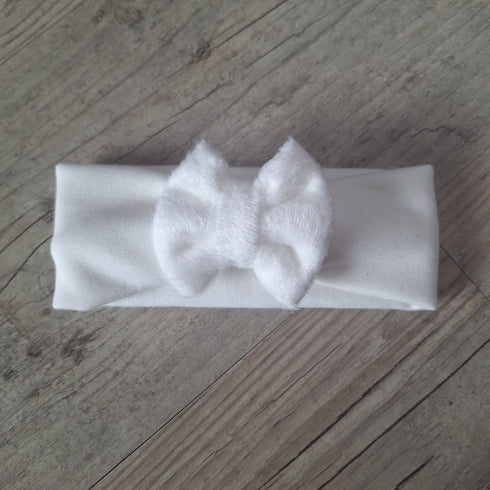 Ensemble Prénom Brodé Turban nœud + moufles + bandeau + chaussons assortis en tissu polaire alpine finition fourrure _ Oeko-Tex