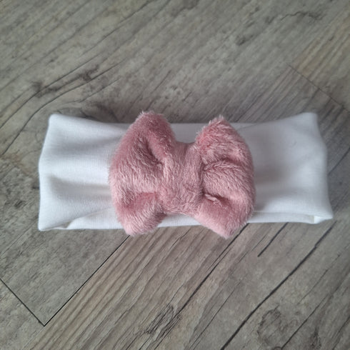 Ensemble Prénom Brodé Turban nœud + moufles + bandeau + chaussons assortis en tissu polaire alpine finition fourrure _ Oeko-Tex