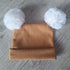Bonnet oreilles pompons en tissu maille 100% coton - Oeko-Tex