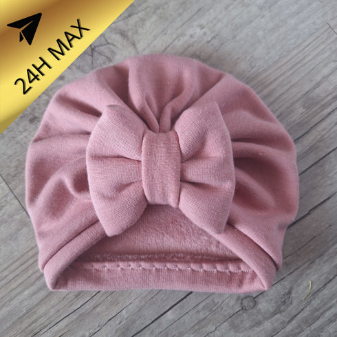 Turban 0.3 mois Nœud en Polaire Alpine Vieux Rose Oeko-Tex - En Stock - Expédiés sous 24H