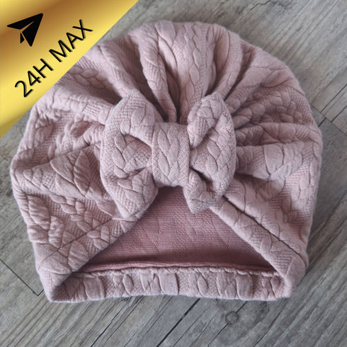 Turban 9.12 mois Nœud Matelassé torsadé Rose poudré - En Stock - Expédiés sous 24H