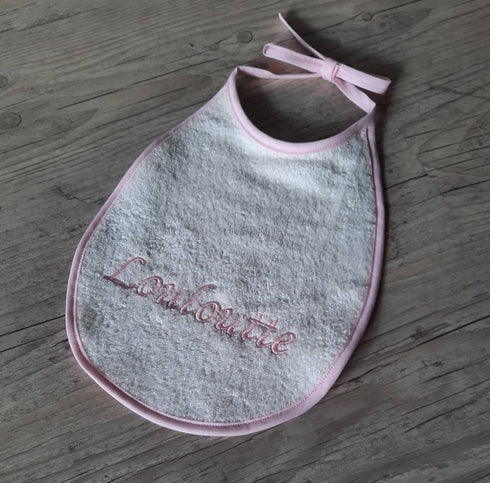 Lot Bébé Personnalisé – Sortie de Bain et Bavoir Assortis – Éponge Oeko-Tex – Couleurs au Choix