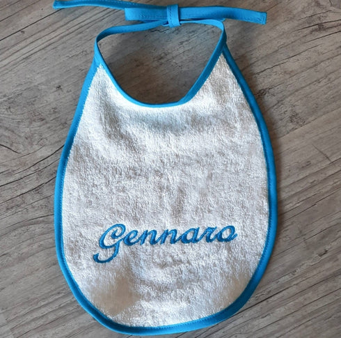 Lot Bébé Personnalisé – Sortie de Bain et Bavoir Assortis – Éponge Oeko-Tex – Couleurs au Choix