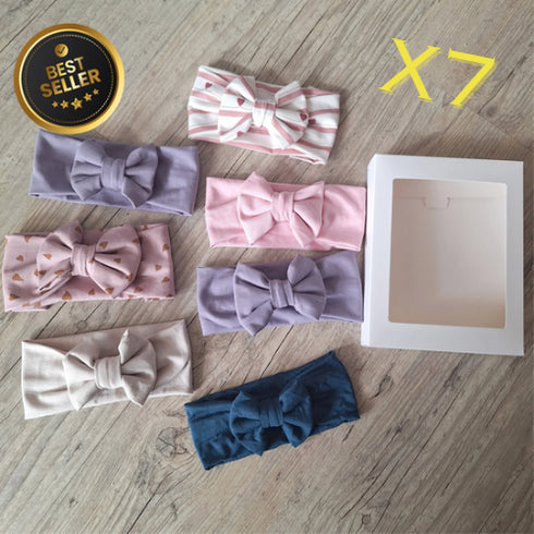 LOT: 7 Bandeaux NOEUD, couleurs au choix en jersey extensible, Quantité limitée. Un bandeau pour chaques jours de la semaine.