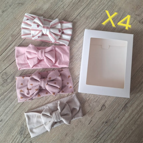 LOT: 4 Bandeaux NOEUD, couleurs au choix en jersey extensible, Quantité limitée