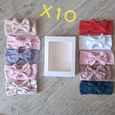 LOT: 10 Bandeaux NOEUD, couleurs au choix en jersey extensible, Quantité limitée