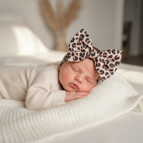 Bandeau nœud XXL en jersey de coton imprimé extensible Oeko-Tex - prématuré, bébé, enfant, adulte