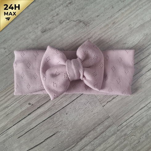 Bandeau nœud maille pointelle vieux rose – 0/3 mois – Expédié sous 24h