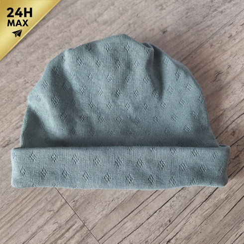 Bonnet simple maille pointelle amande – 0/3 mois – Expédié sous 24h