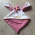 Doudou lapin personnalisé 20x20cm avec Prénom et/ou Date de naissance gaze de coton et minky