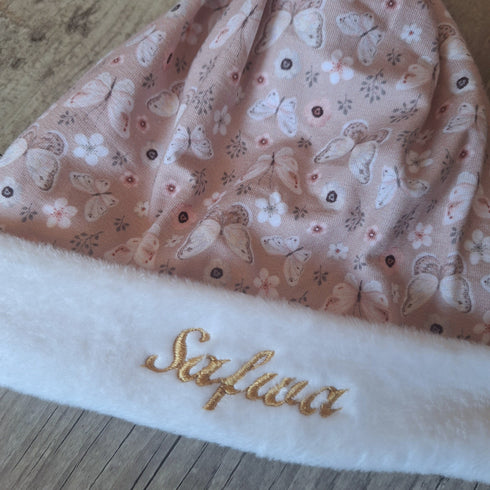 Bonnet uni ou à motifs avec prénom brodé à pompon: chaud, doux et fourré à l'intérieur en blanc cassé, dès la naissance à enfant