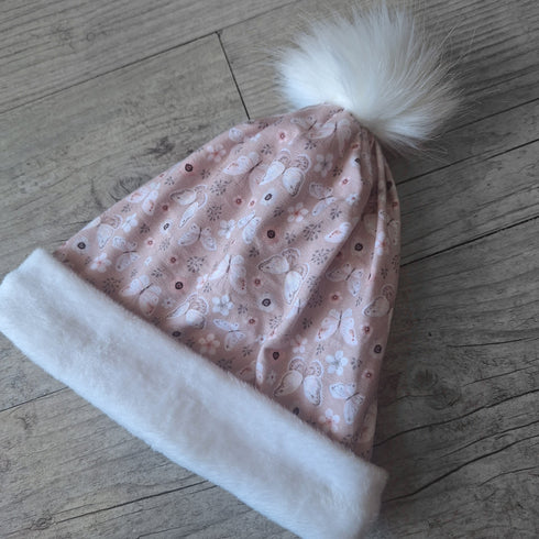 Bonnet uni ou à motifs et à pompon: chaud, doux et fourré à l'intérieur en blanc cassé, dès la naissance à enfant