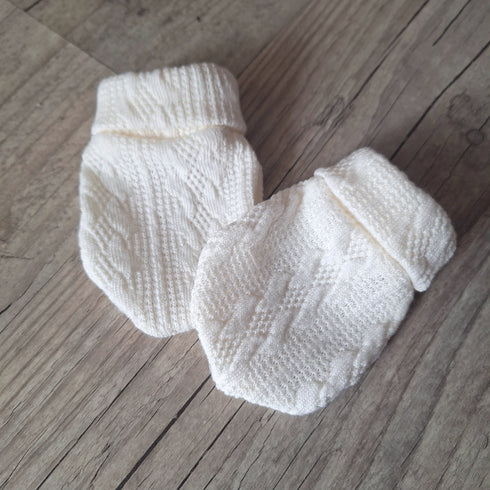 Moufles bébé en tissu maille de coton façon tricot jacquard 9 couleurs