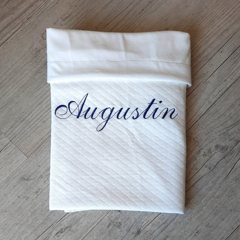 Couverture doublé en tissu matelassé personnalisé, brodé prénom et/ou ornement