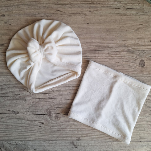 Turban + tour de cou nœud ou buns tissus minky doux et chaud 5 couleurs