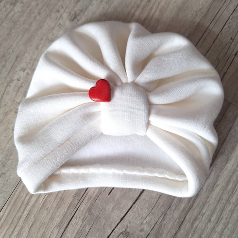 EDITION LIMITÉE Turban bonnet coeur rouge noeud ou buns en tissu maille 3 couleurs