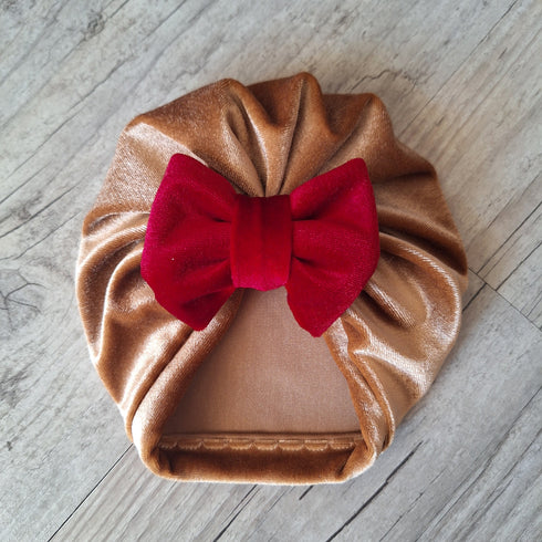 EDITION LIMITÉE Turban rouge, or, argent nœud, buns ou simple en velour ou à sequin extensible 5 couleurs