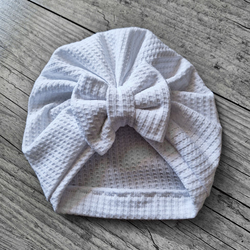 Turban bonnet noeud, buns ou simple en tissu maille gaufré 8 couleurs