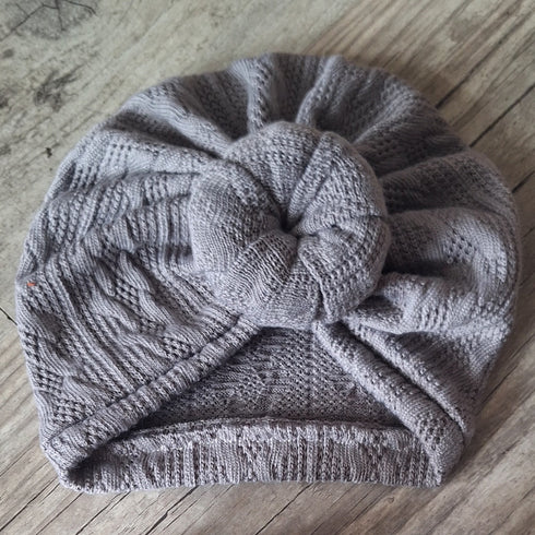 Turban nœud buns ou simple en tissu maille de coton façon tricot jacquard 9 couleurs