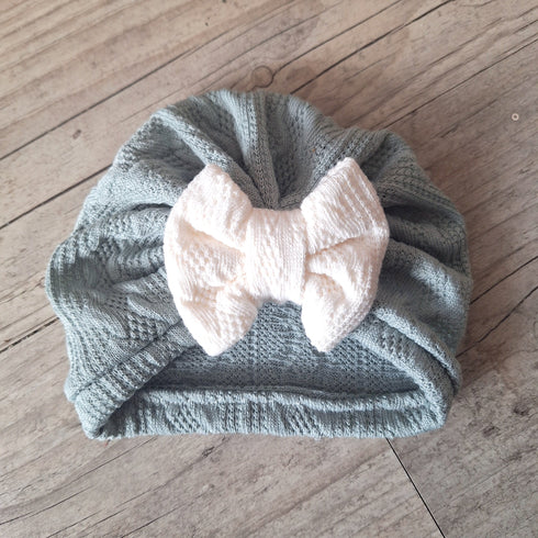 Turban nœud buns ou simple en tissu maille de coton façon tricot jacquard 9 couleurs