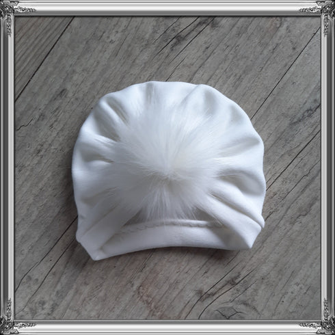 Turban bonnet à pompon en tissu Polaire alpine, doux et chaud dès la naissance - Oeko-Tex