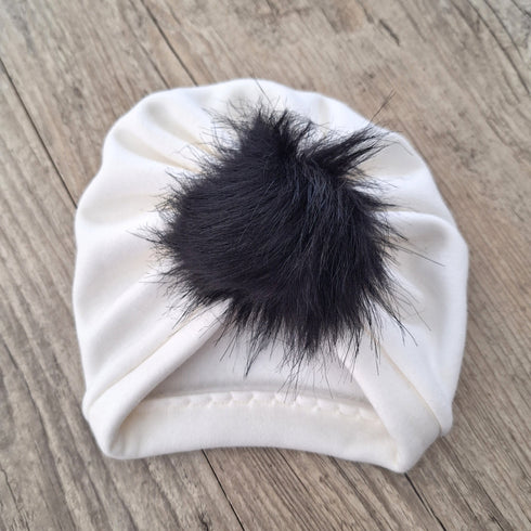 Turban bonnet à pompon en tissu Polaire alpine, doux et chaud dès la naissance - Oeko-Tex