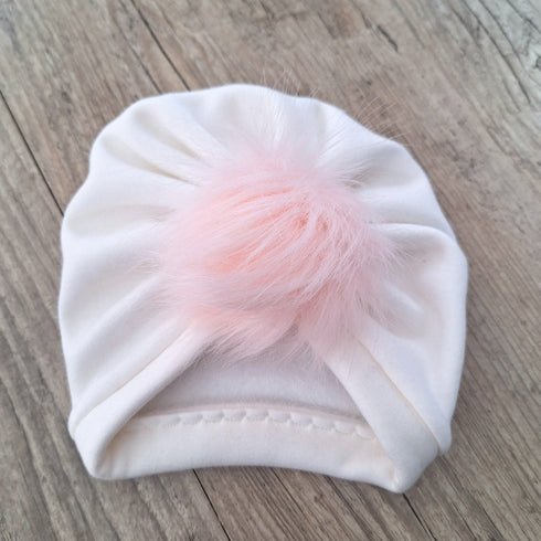 Turban bonnet à pompon en tissu Polaire alpine, doux et chaud dès la naissance - Oeko-Tex