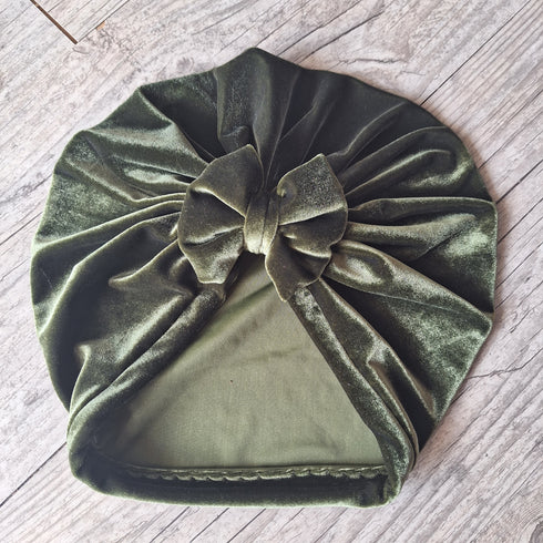 Turban bonnet nœud velours extensible chaud et doux 10 couleurs