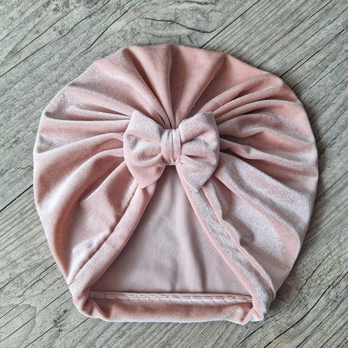 Turban bonnet nœud velours extensible chaud et doux 10 couleurs
