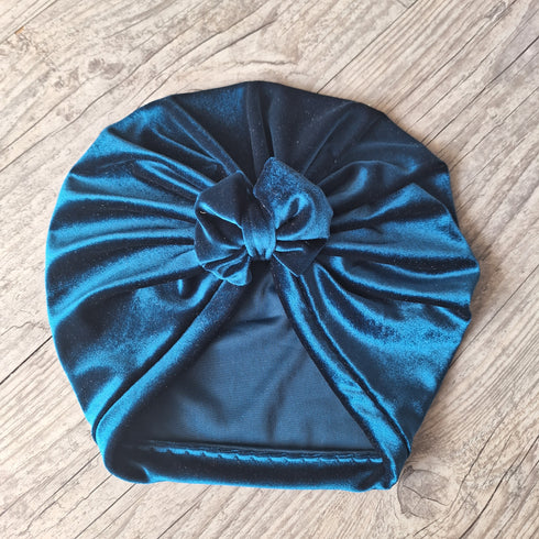 Turban bonnet nœud velours extensible chaud et doux 10 couleurs