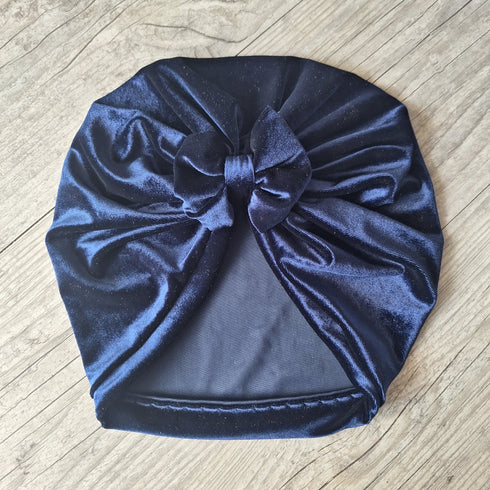 Turban bonnet nœud velours extensible chaud et doux 10 couleurs