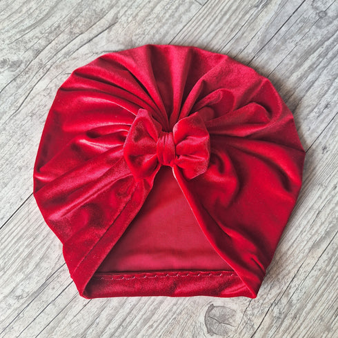 Turban bonnet nœud velours extensible chaud et doux 10 couleurs