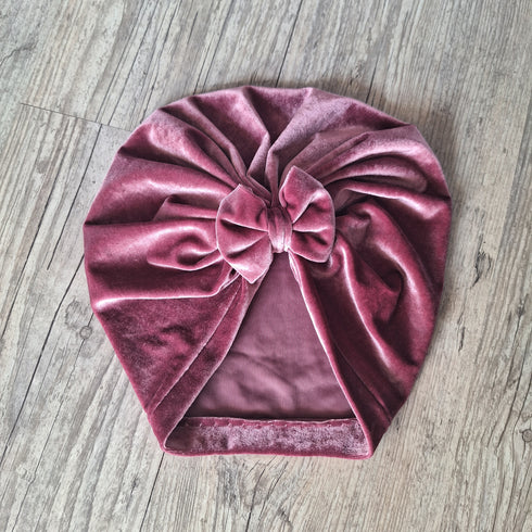 Turban bonnet nœud velours extensible chaud et doux 10 couleurs