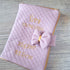 Protège carnet de santé personnalisé fait main | Tableau de naissance brodé | Tissu matelassé OekoTex